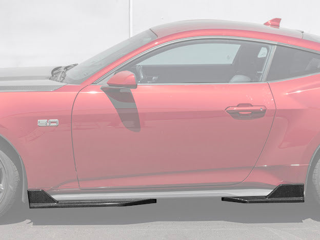 2024-UP FORD MUSTANG S650 | GT350R PERFORMANCE STYLE CARBON FIBER SIDE SKIRTS EXTENSION ROCKER PANELS GROUND EFFECTS